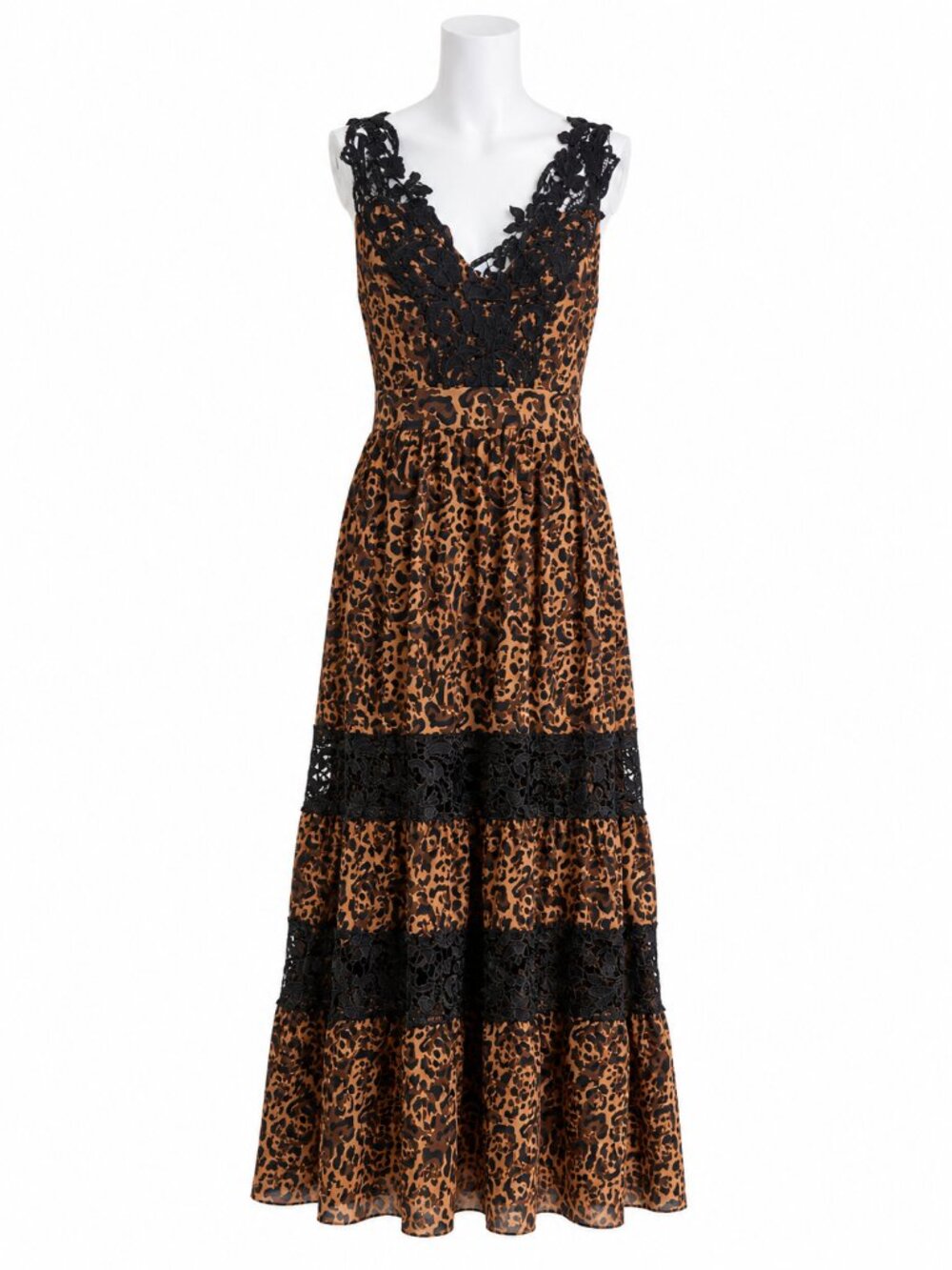 Venus Floor Length Leopard & Lace Dress